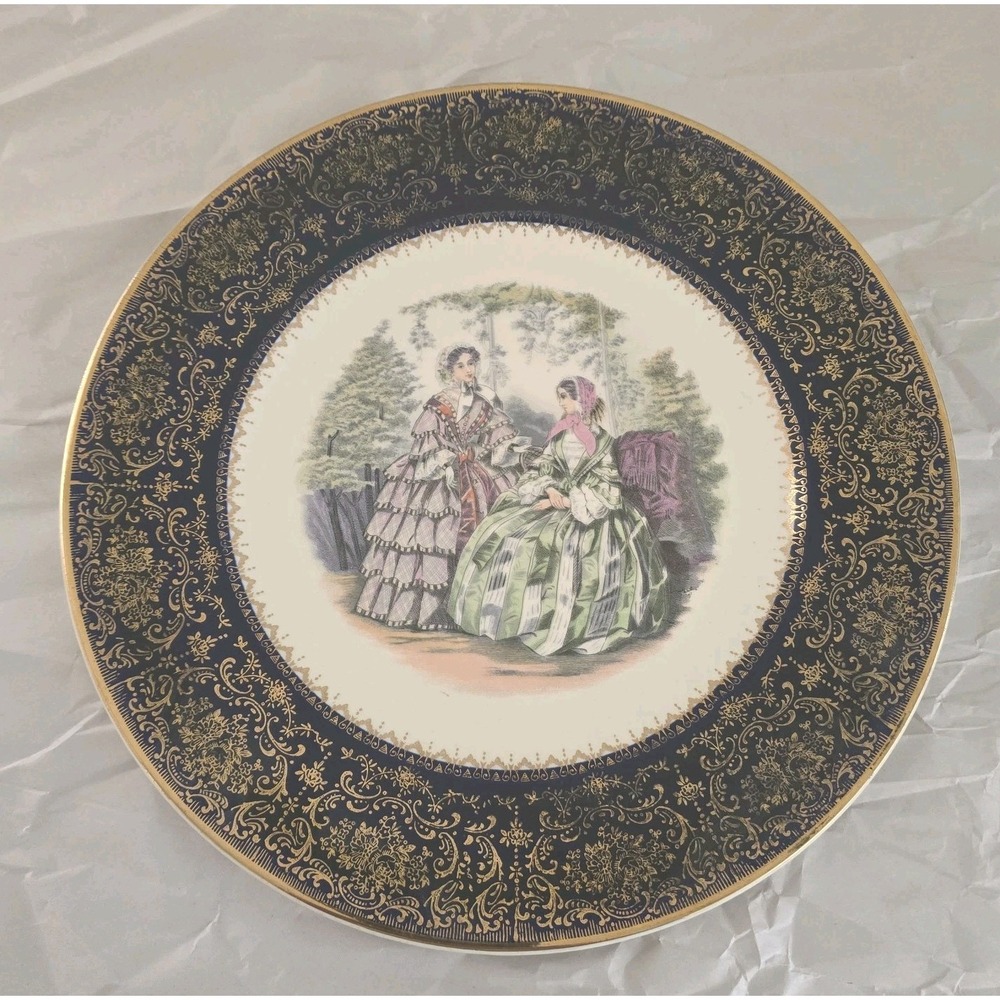 Vintage Imperial Salem China Co. Service Plate~Godey Design~23K Gold Filigree